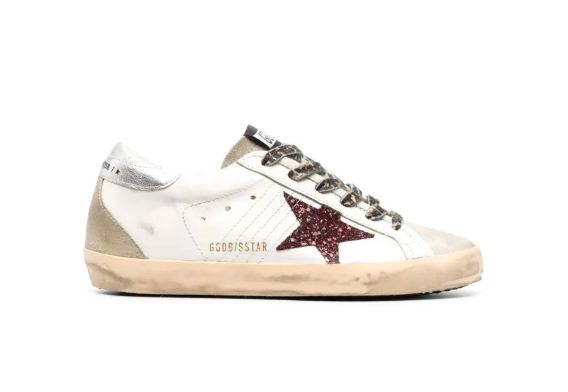 Golden Goose White Silver red glitter