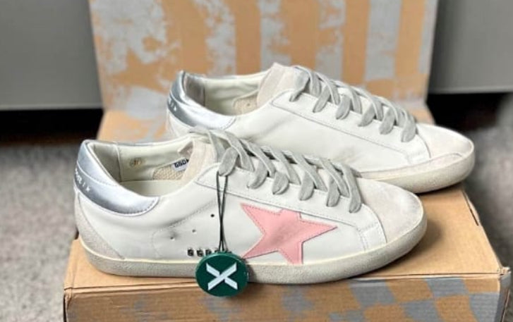 Golden Goose White silver Pink star